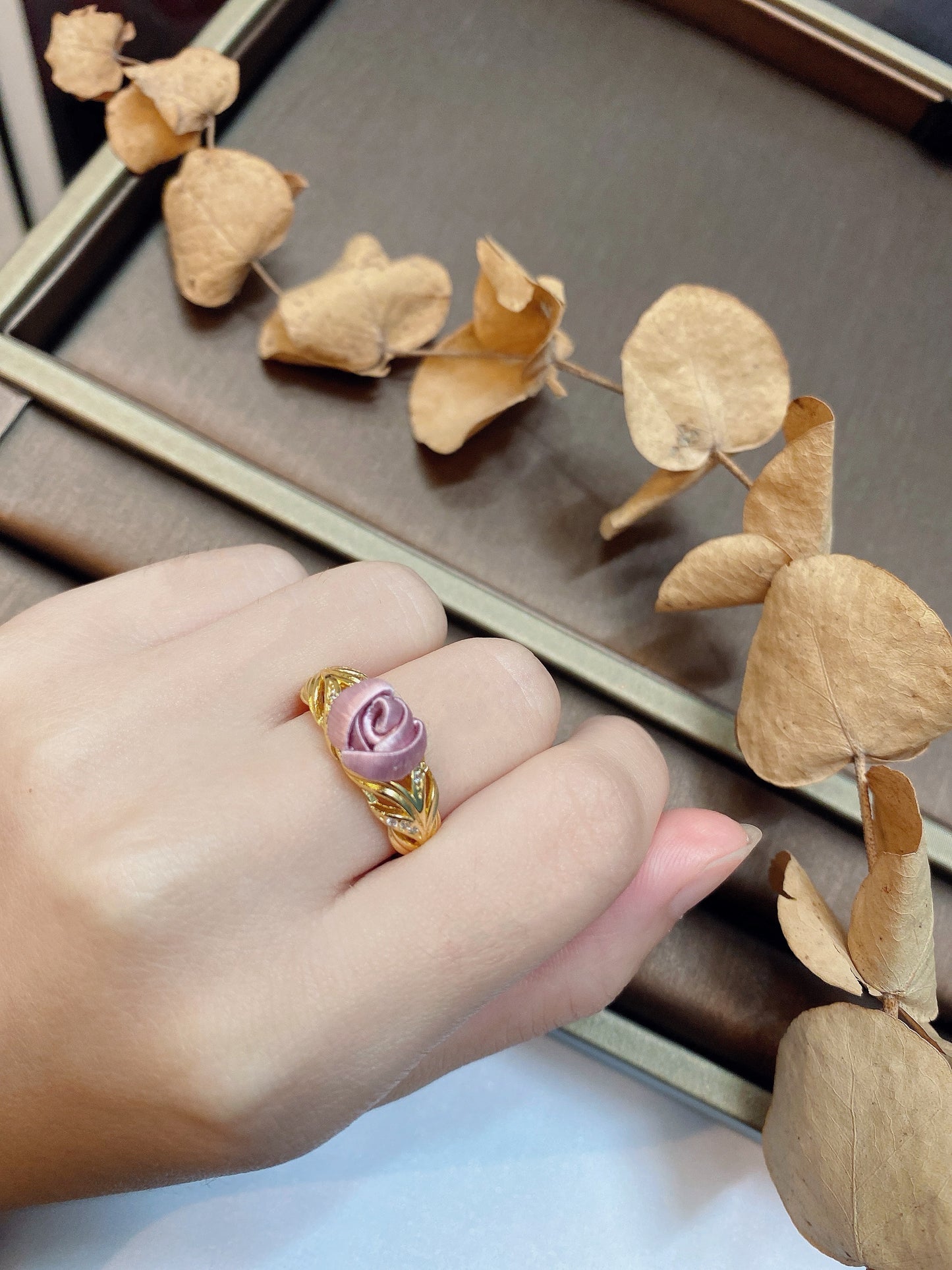 Champagne Gold : Misty Purple Mini Rose-Meteor Ring