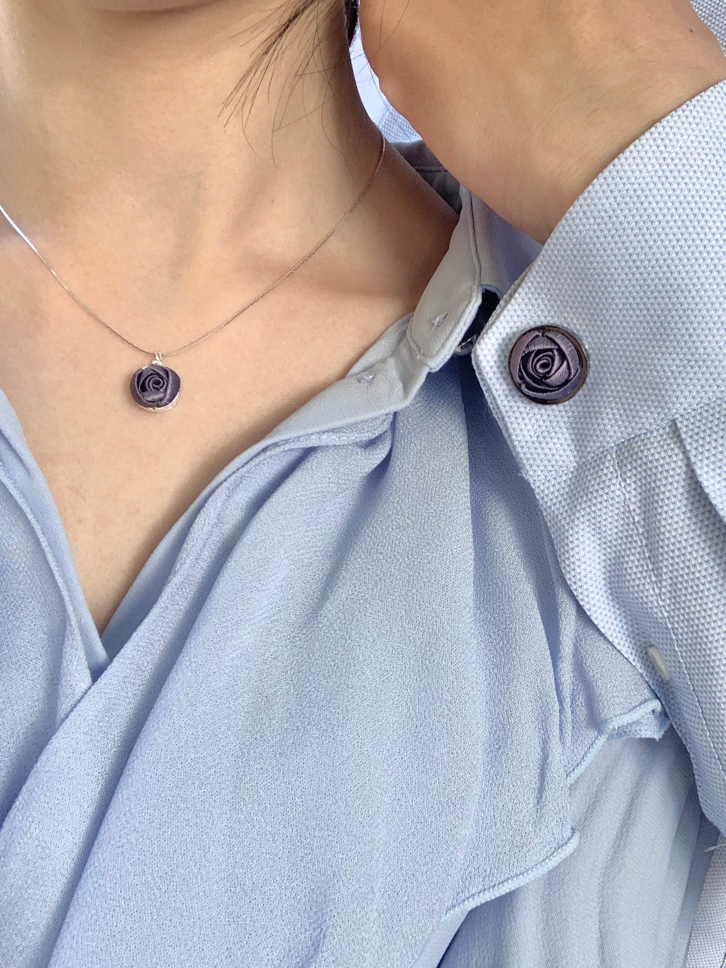 ウルフコレクション:シングルローズネックレス、ミスティパープル