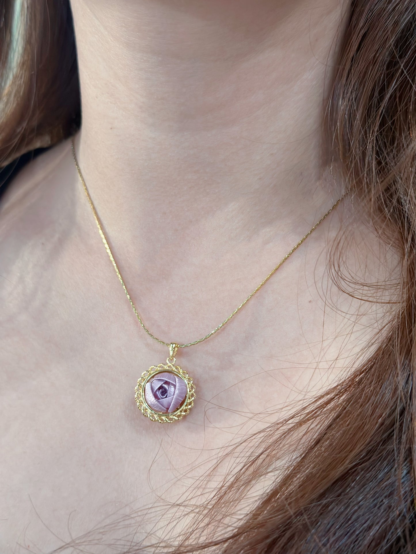 Champagne Gold : Misty Purple Little Rose-Twilight Necklace