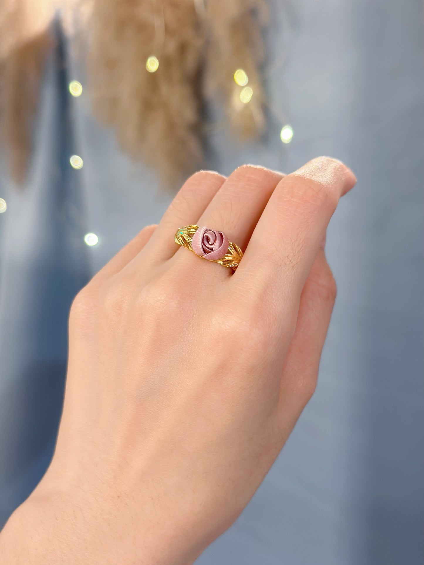 Champagne Gold : Misty Purple Mini Rose-Meteor Ring