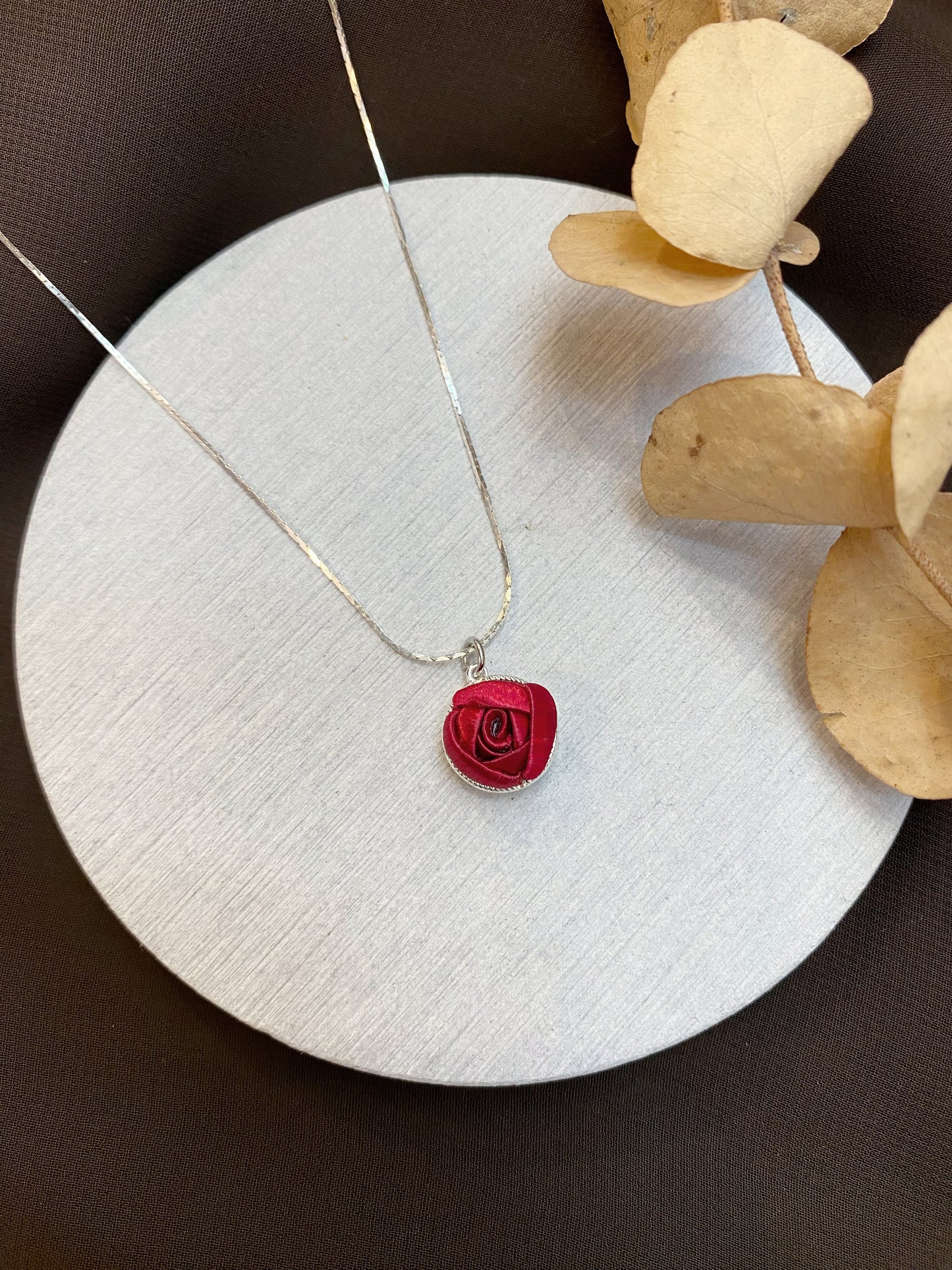 Silk Flora Classic: Single Small Rose Necklace