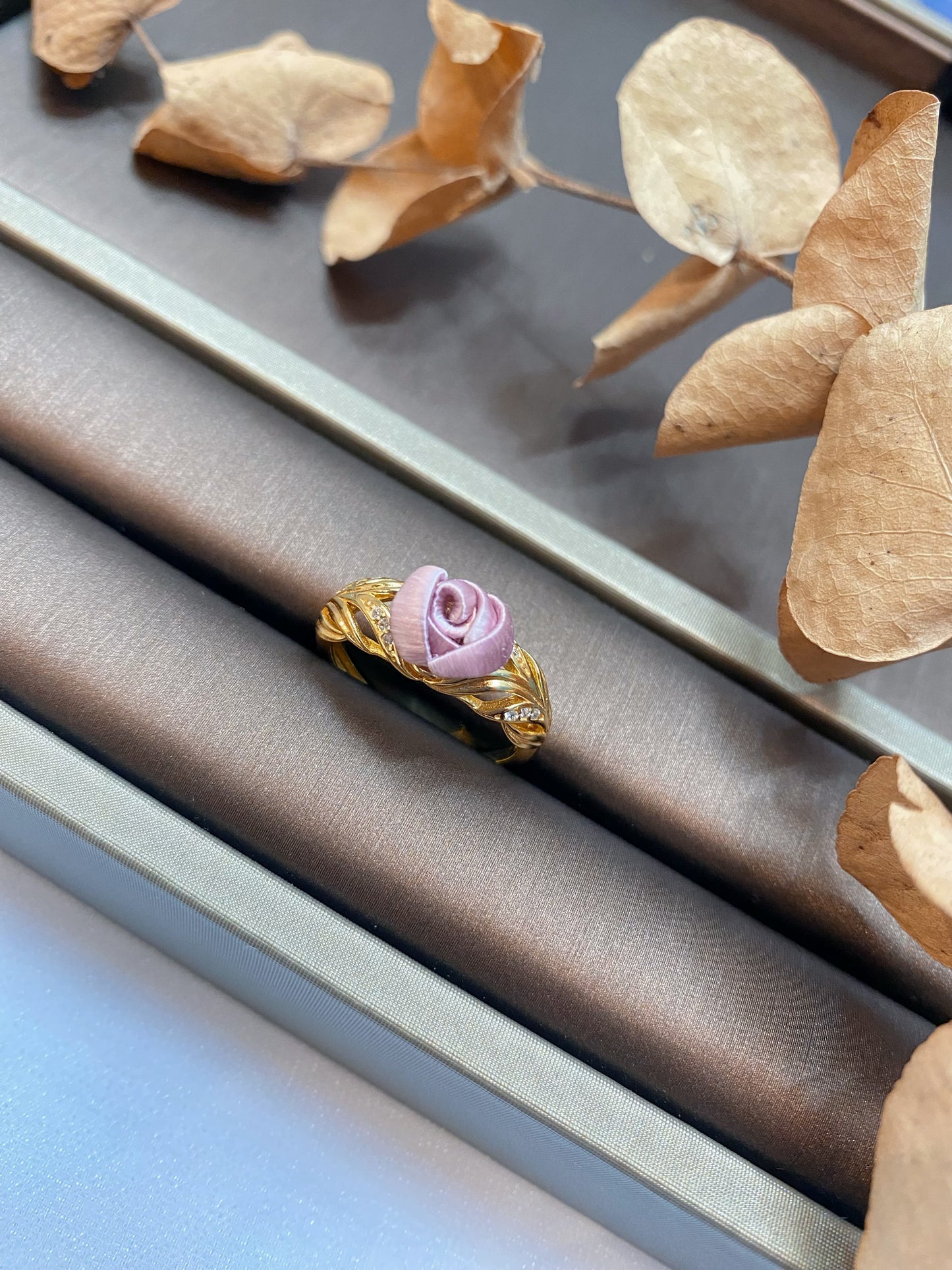 Champagne Gold : Misty Purple Mini Rose-Meteor Ring