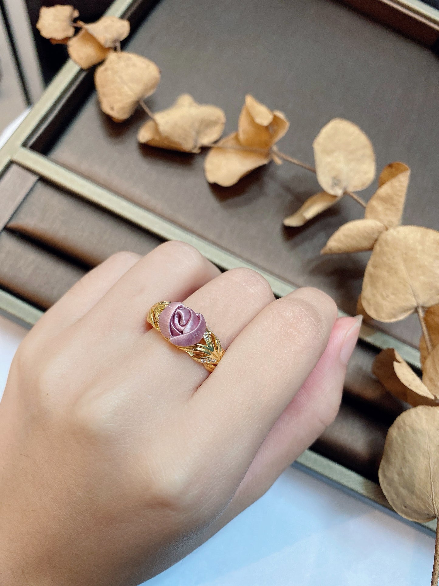 Champagne Gold : Misty Purple Mini Rose-Meteor Ring