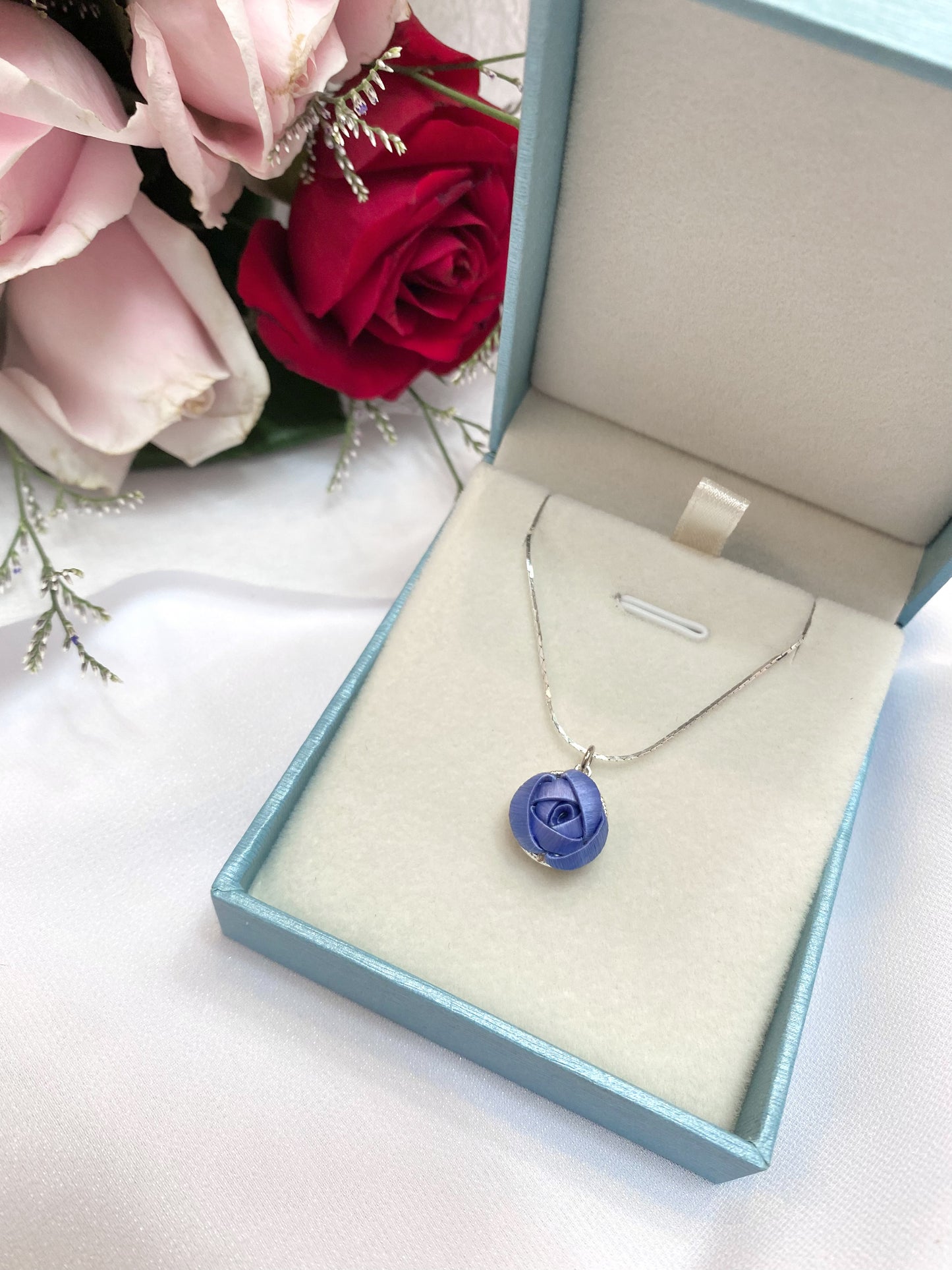 Silk Flora Classic: Single Small Rose Necklace