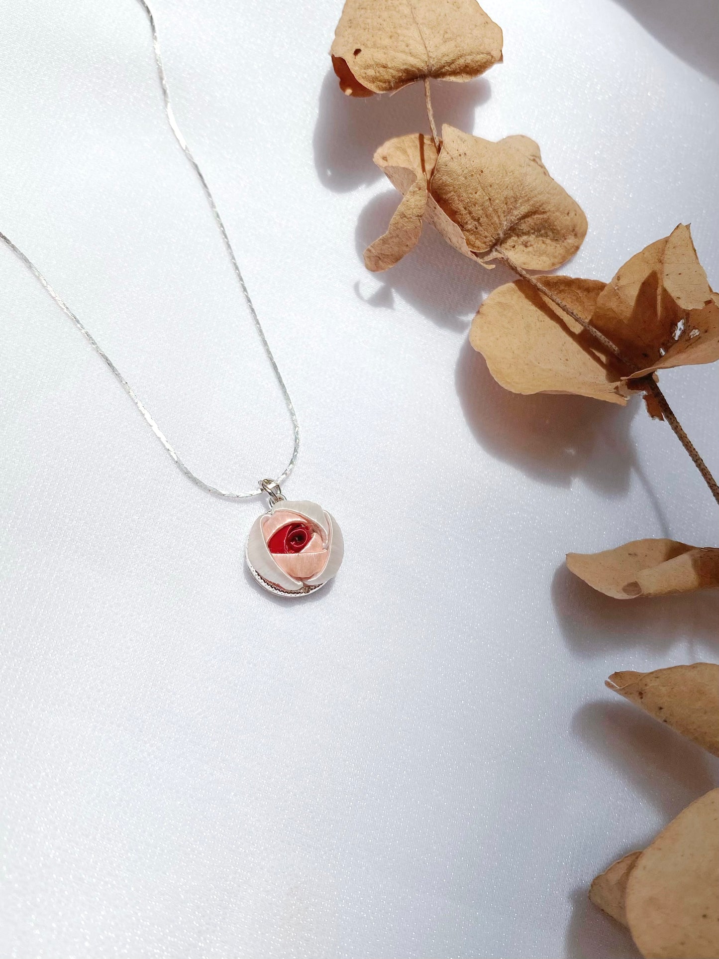 Silk Flora Classic: Single Small Rose Necklace