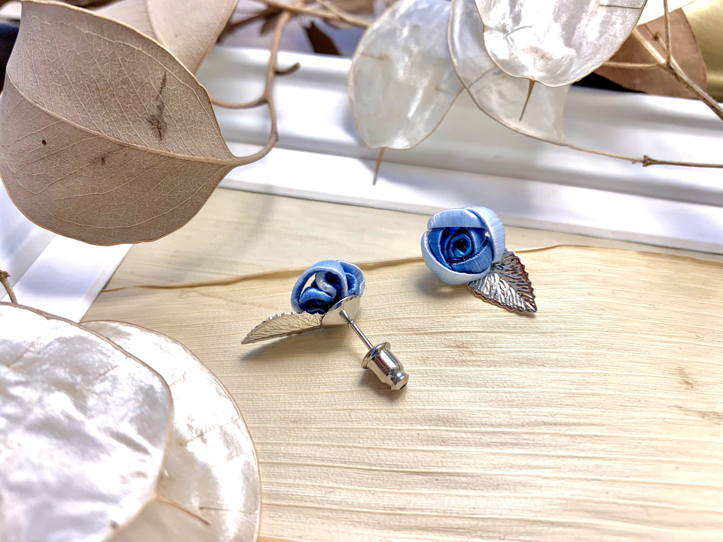 Silk Flora Classic: Silk Rose Leaf Earrings