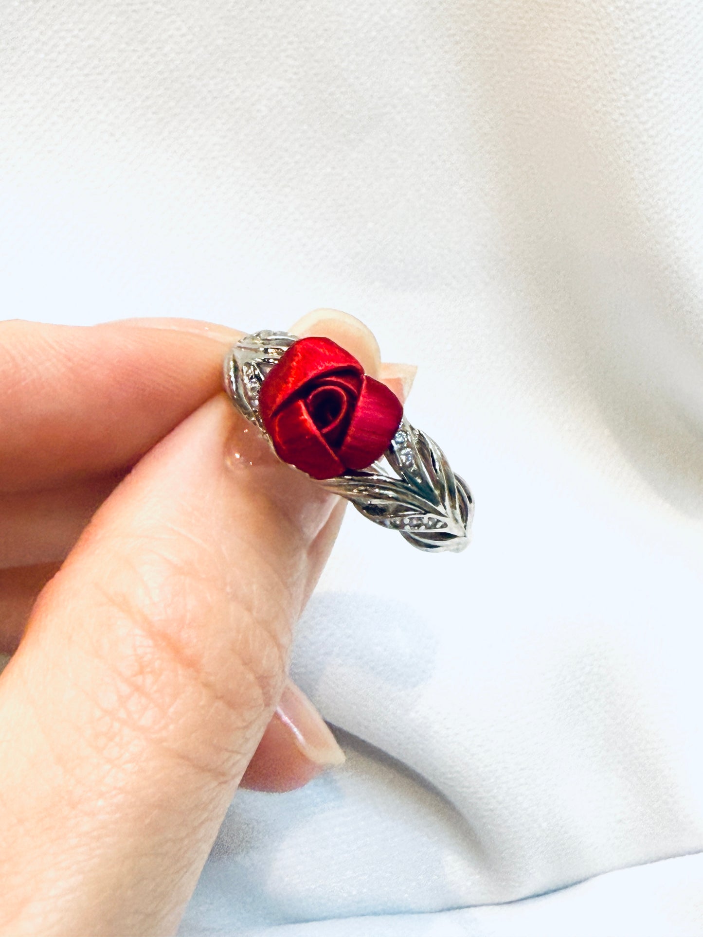 午夜星空系列︰暗紅迷你玫瑰-流星戒指