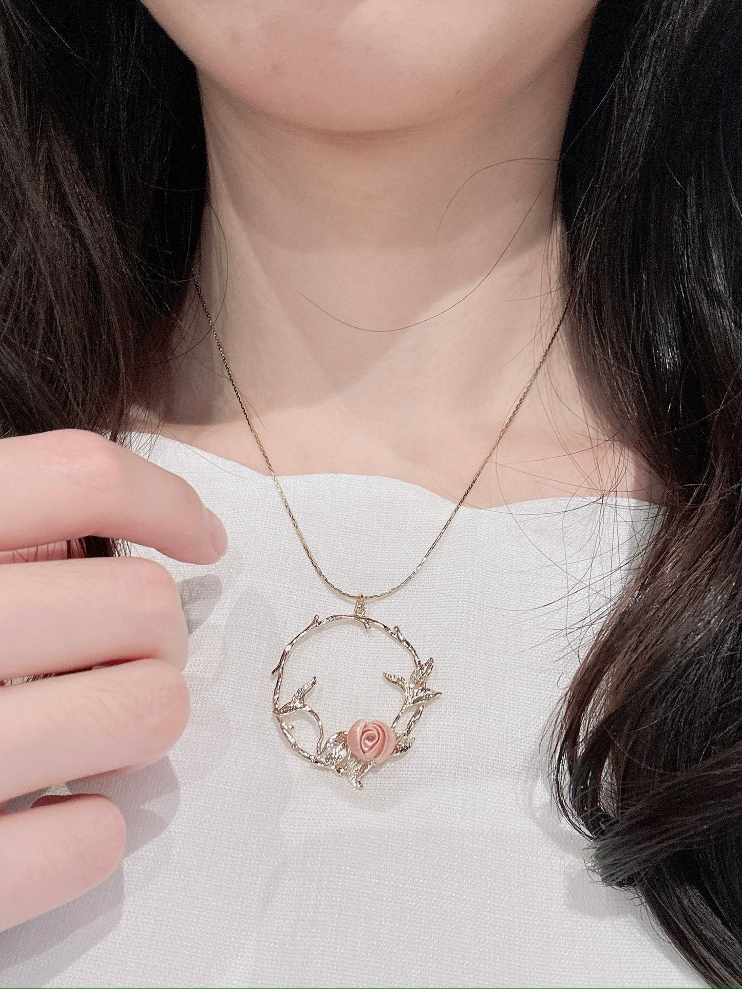 Stellar Silk-14K Champagne Gold-Mini Rose Garden Necklace