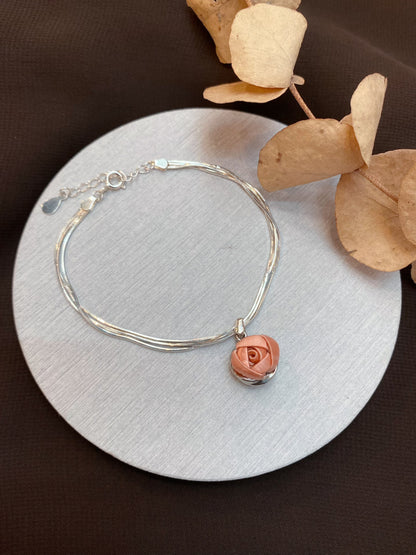 Fewness: three-strand small rose bracelet