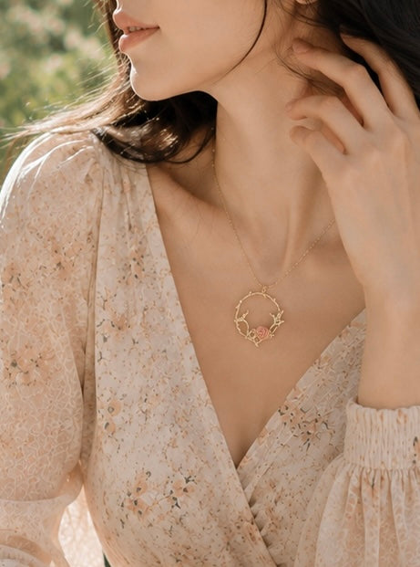 Stellar Silk-14K Champagne Gold-Mini Rose Garden Necklace