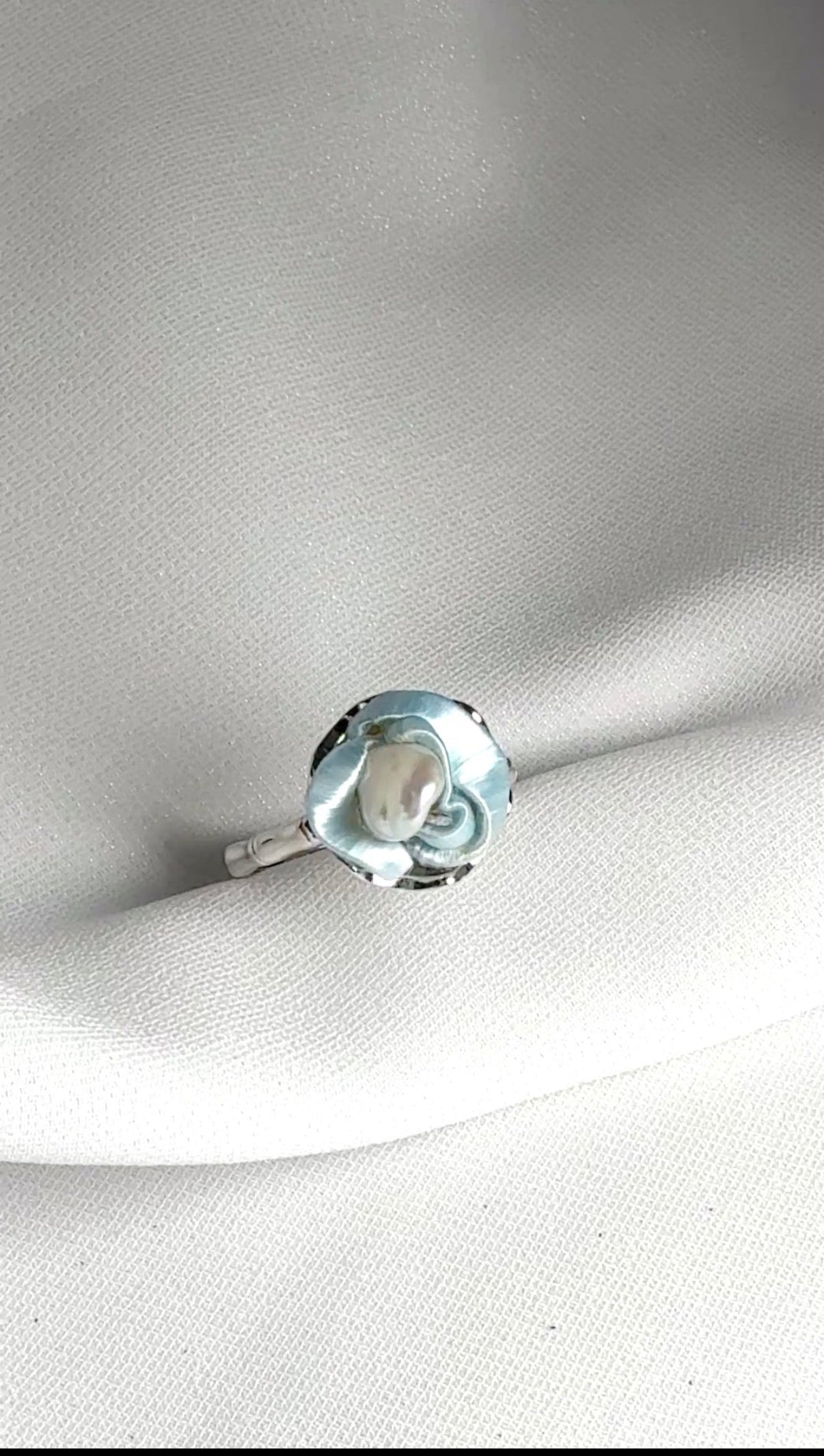 Embrace Collection: Frost Blue Baroque Pearl Ring