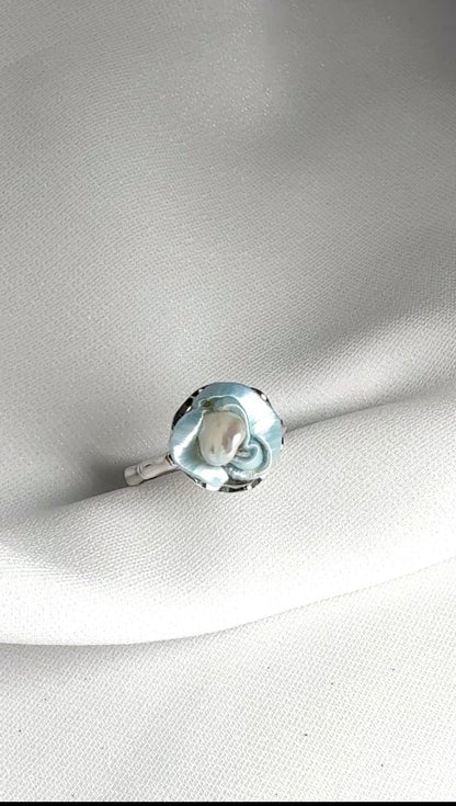 Embrace Collection: Frost Blue Baroque Pearl Ring
