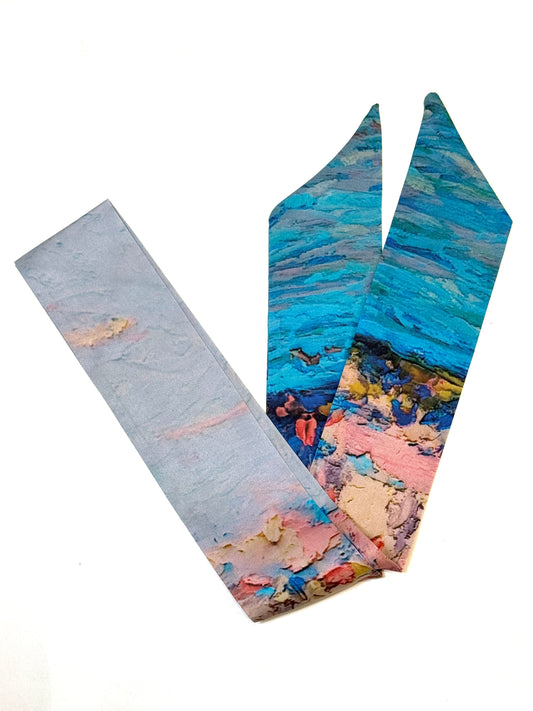 蠶絲瑰麗絲巾-晚霞海堤