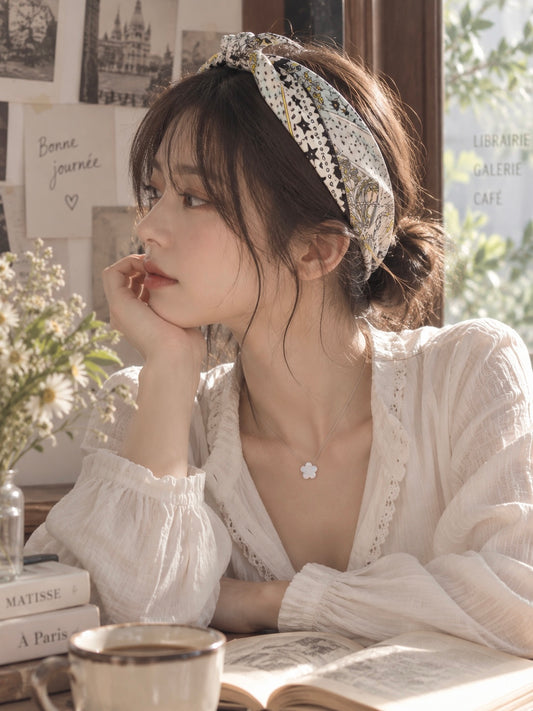 棉質小絲巾 塔羅粉綠女王