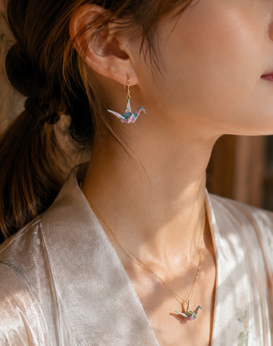Kimono Origami-Little Crane Earrings