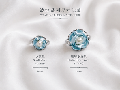 擁抱系列：雙層小波浪珍珠耳環