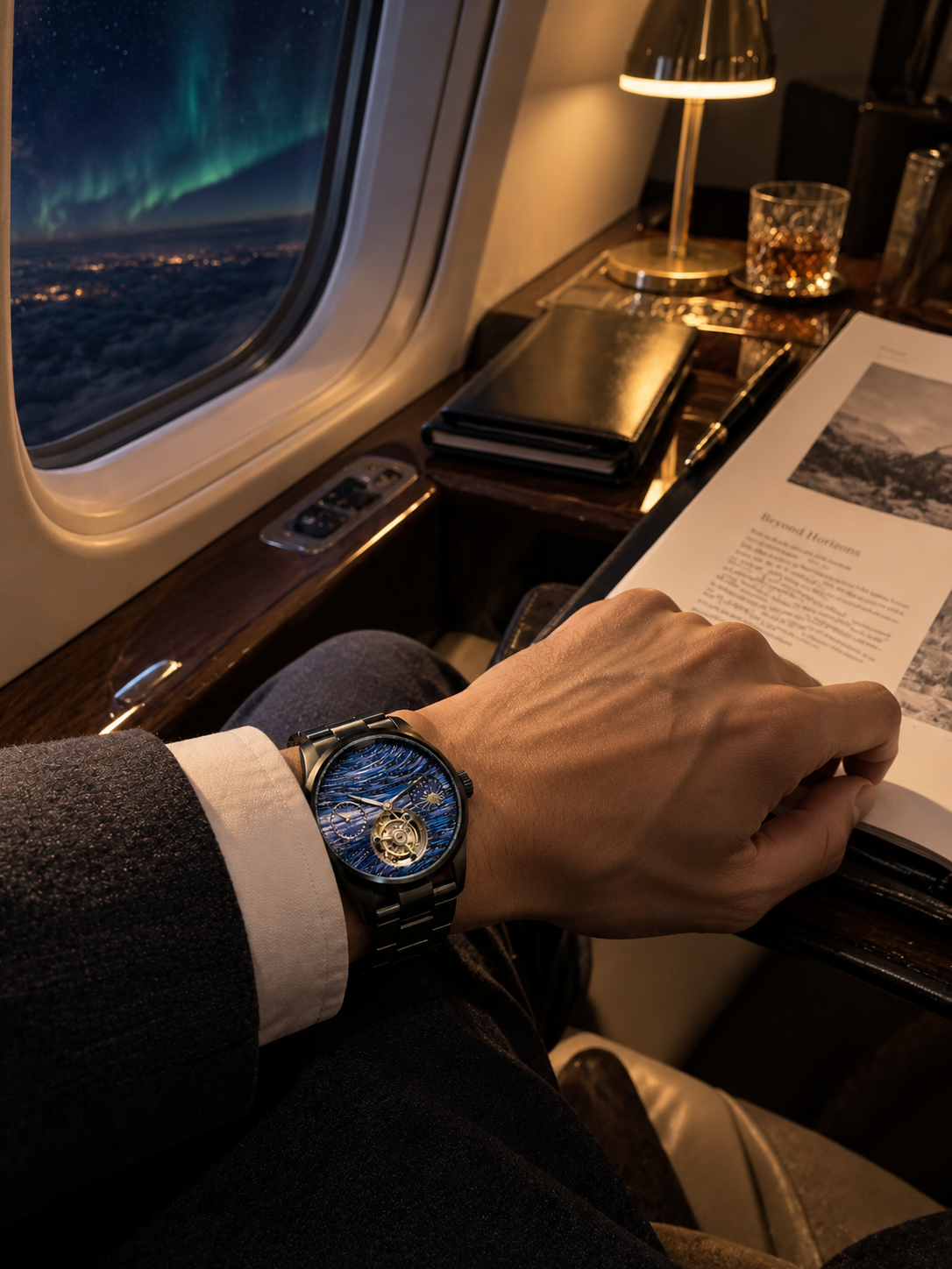 Rere Planet Series: Galaxy 42mm Blue Case Sun and Moon Phase Tourbillon