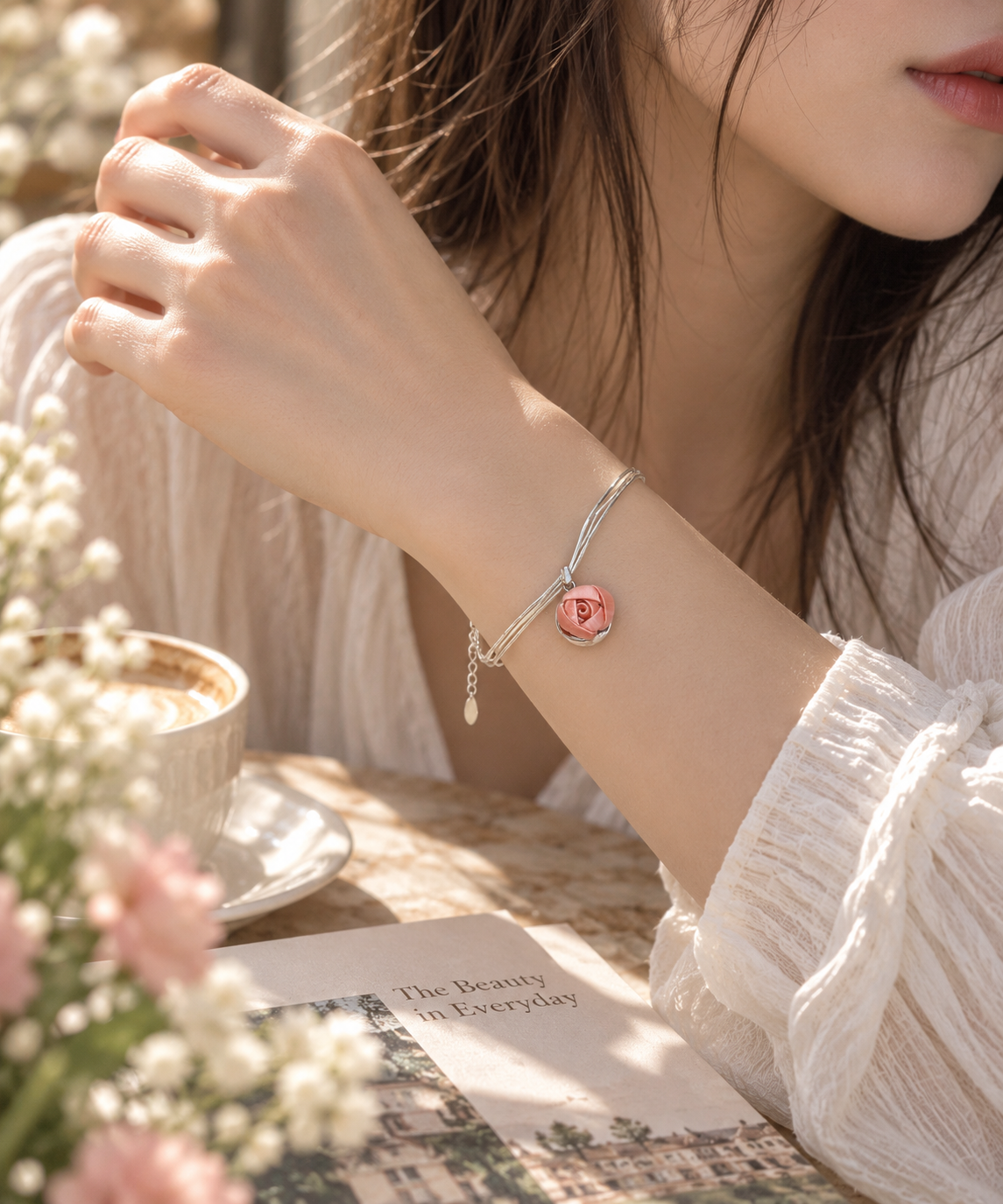 Sophia: Three Strands Small Rose Bracelet