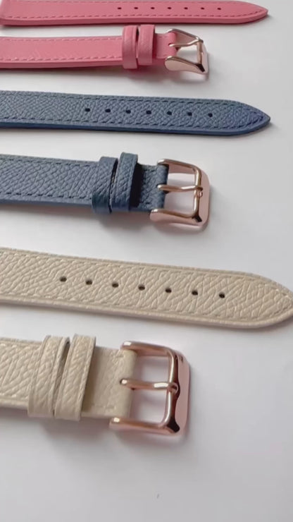 Rose Gold Buckle Calfskin Watch Strap 18mm