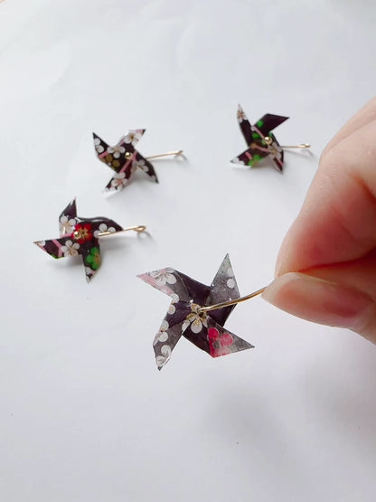 KImono Origami-Little Pinwheel Earrings 