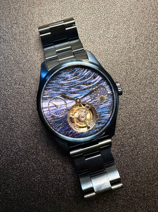 Rere Planet Series: Galaxy 42mm Blue Case Sun and Moon Phase Tourbillon