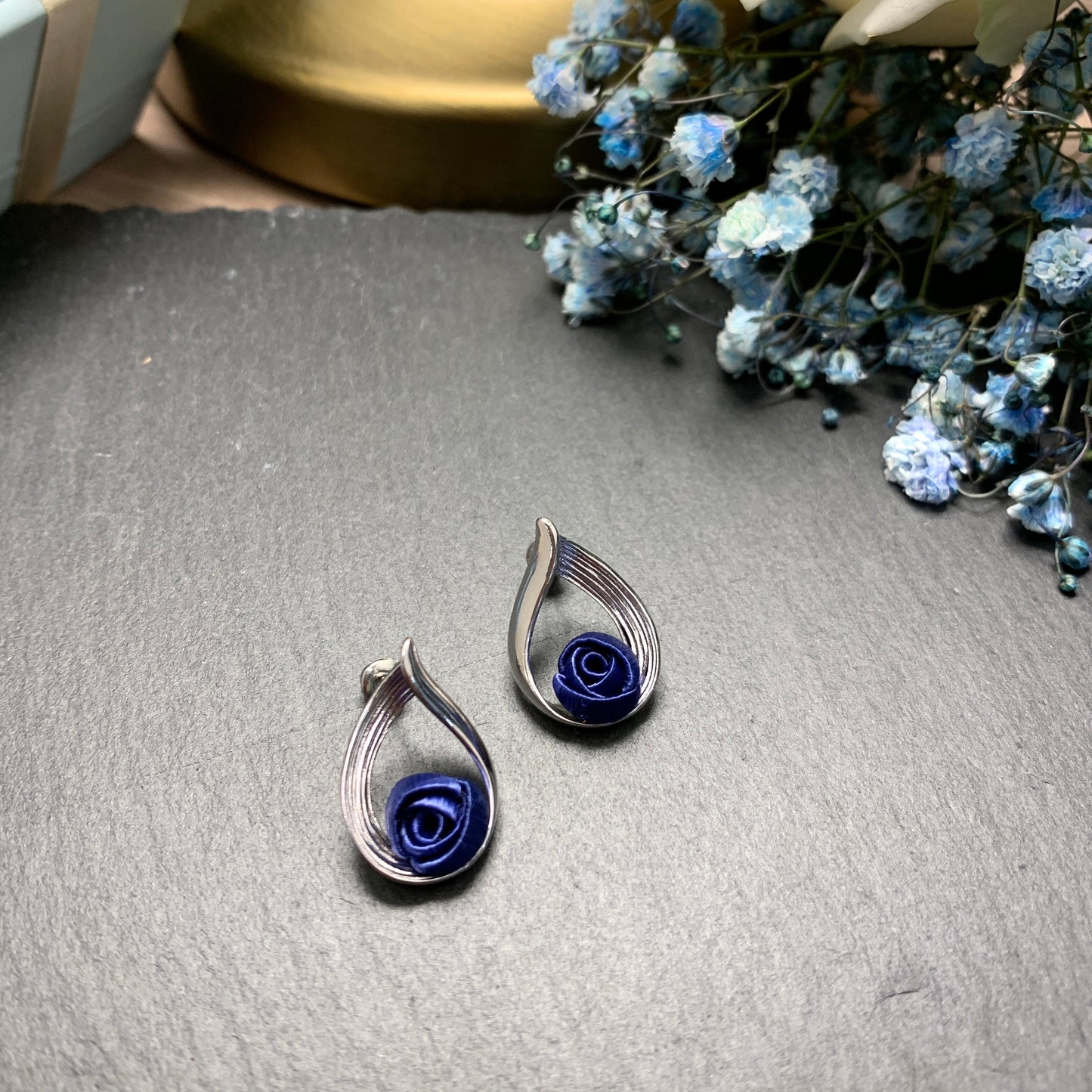 Starry Midnight: Blue Water Drop Earrings